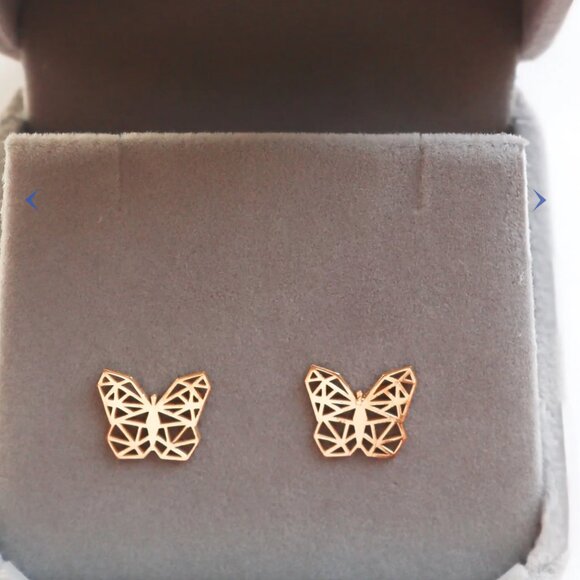 18k yellow Gold Butterfly Earrings - Picture 2 of 4